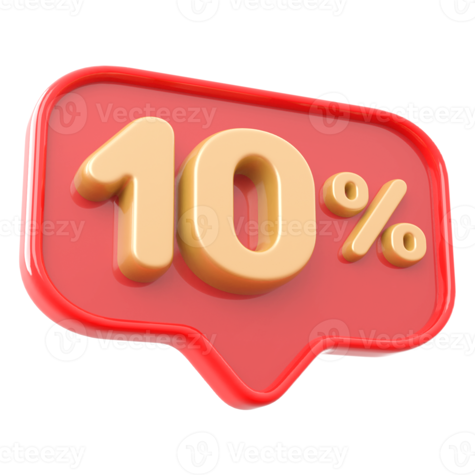 Icon number 10 percent 3d png