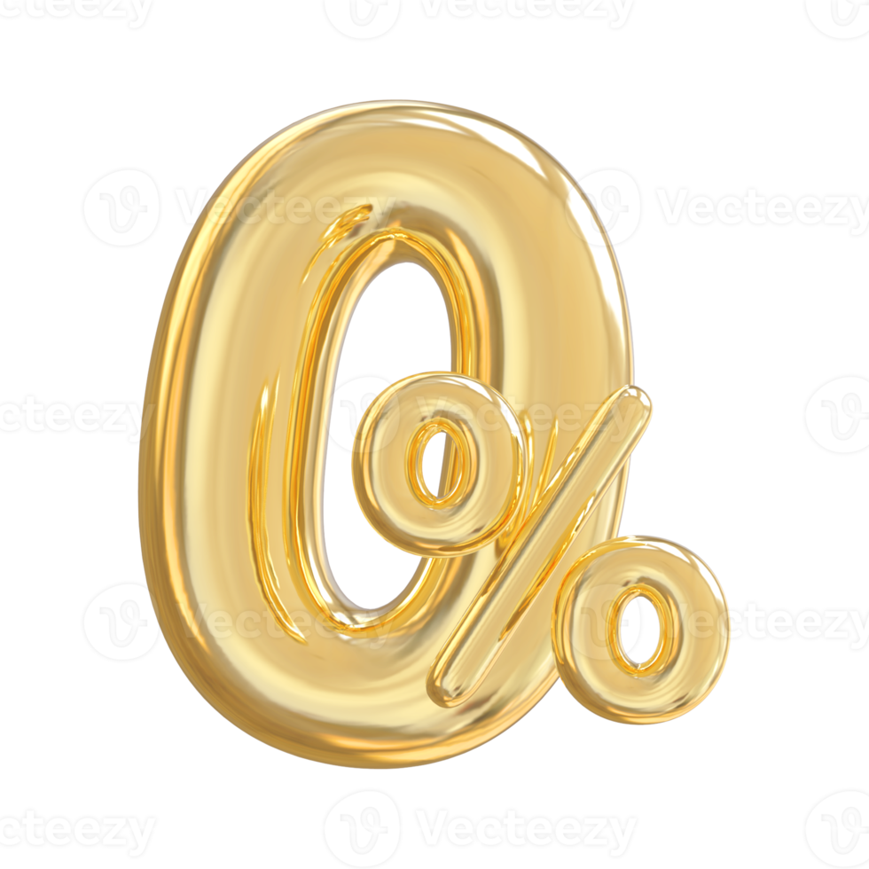 sale number 0 percent off golden png