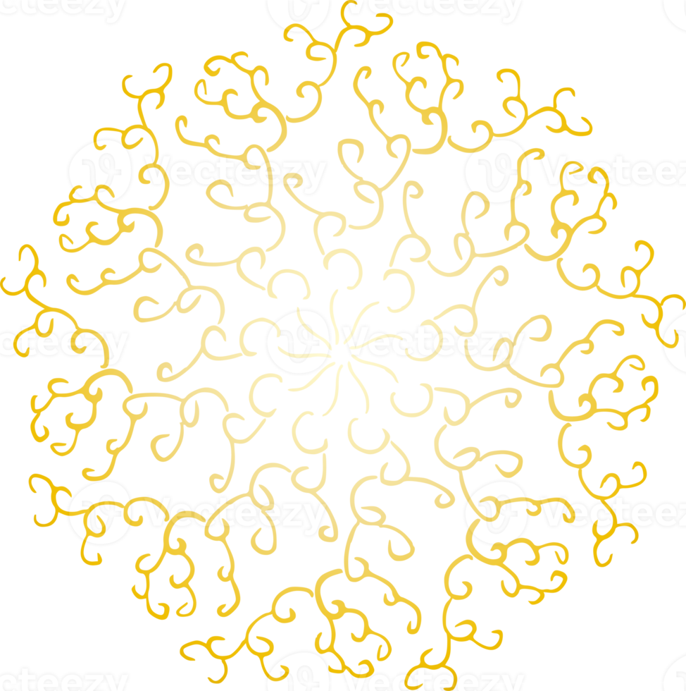 Golden round pattern decoration png