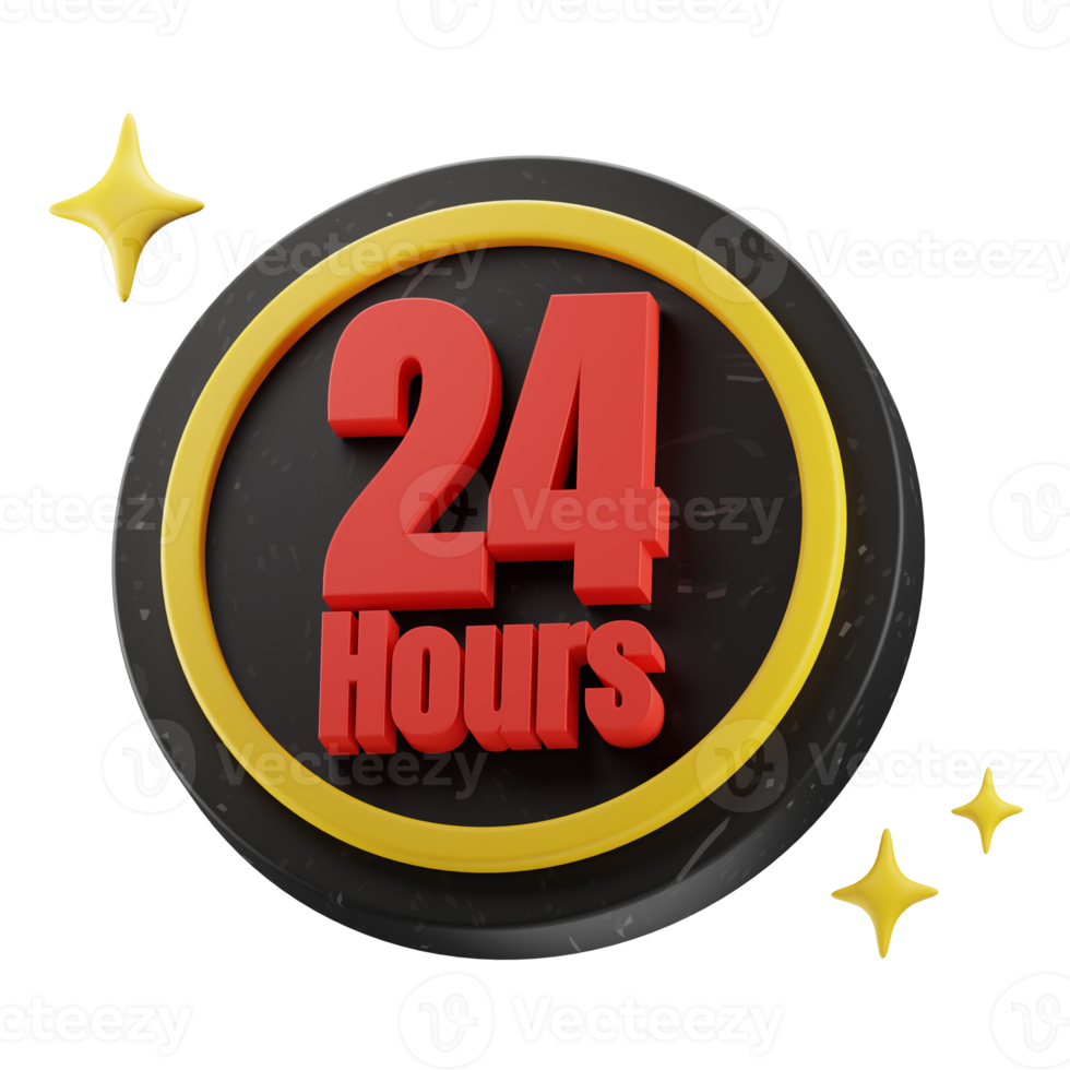 24 Hour Service 3d Illustration Isolated png