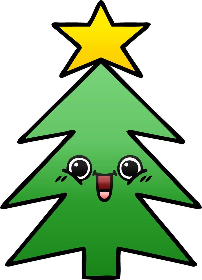 gradient shaded cartoon christmas tree vector