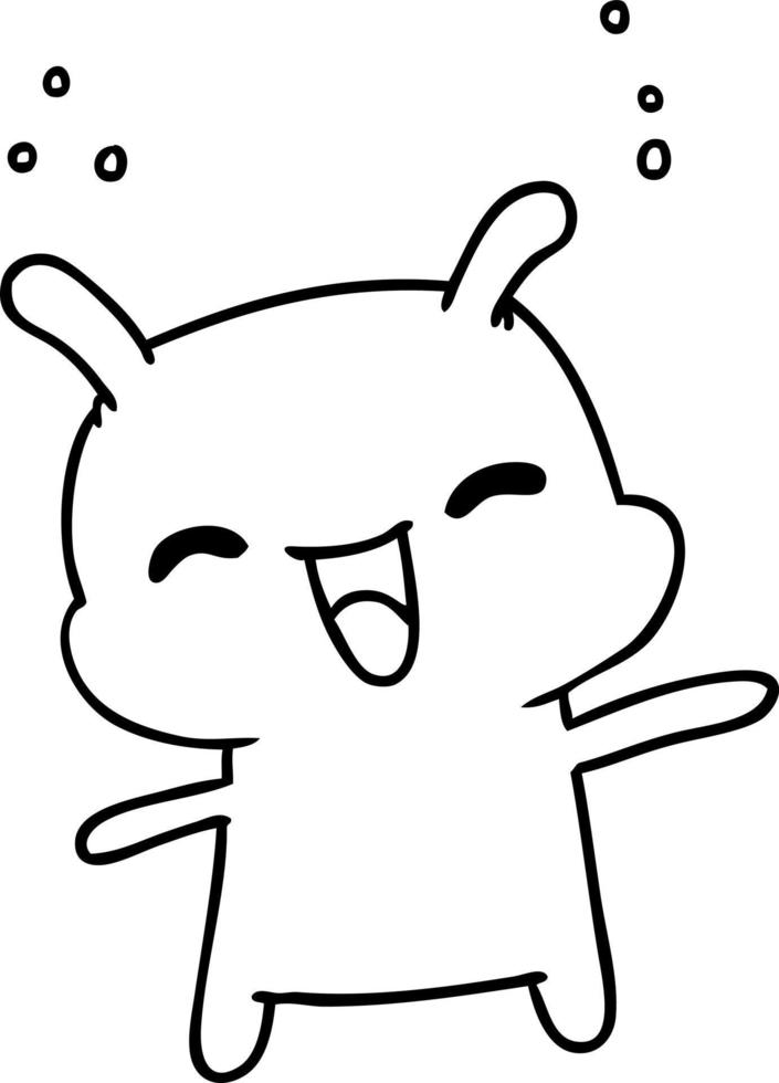 line drawing kawaii cute happy alien vector