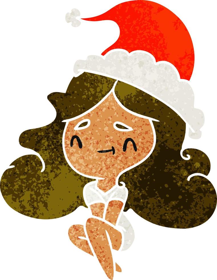 dibujos animados retro de navidad de chica kawaii vector