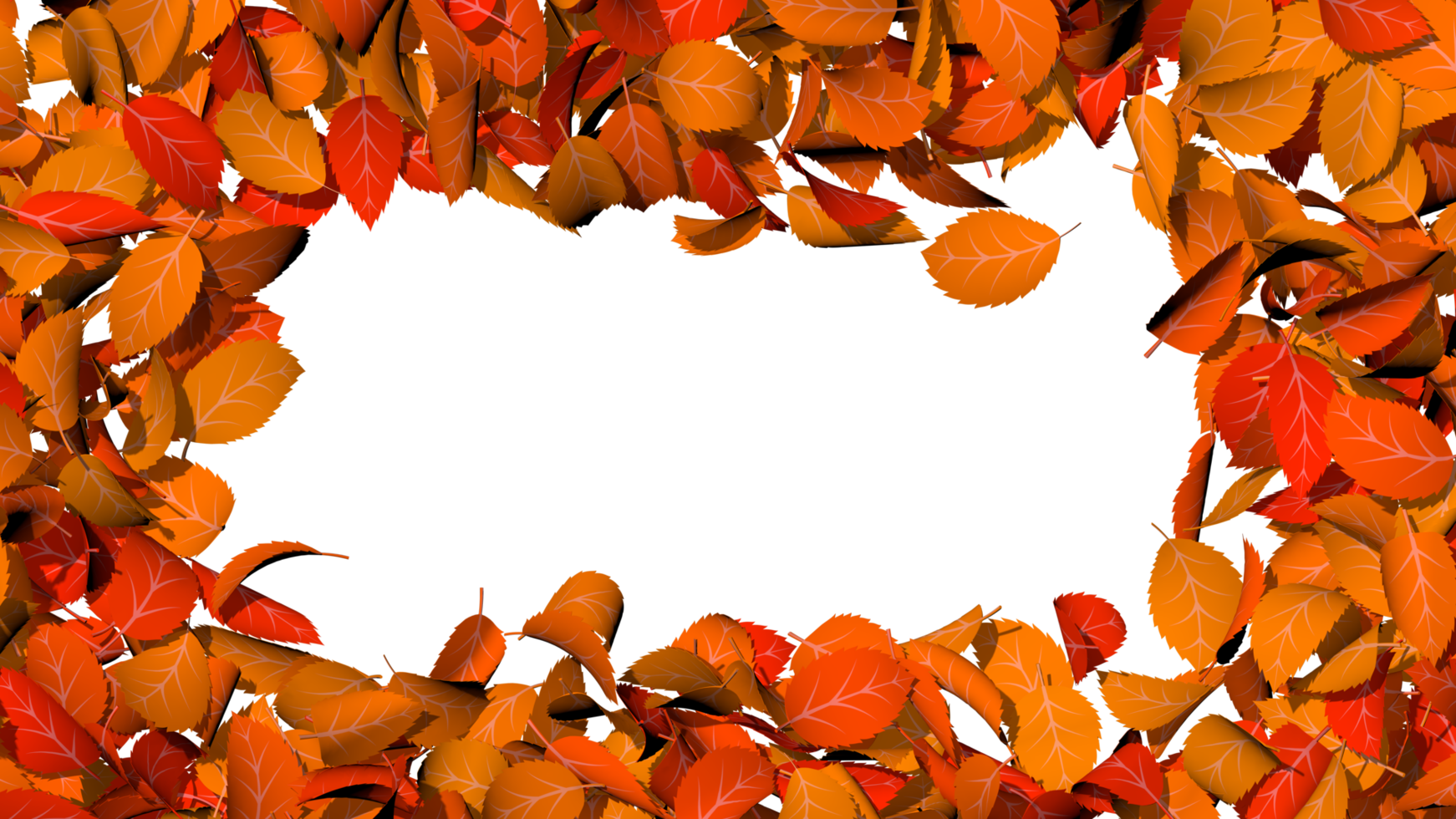 cadre de feuilles d'automne thème orange et jaune coloré, action de grâces, rendu 3d png