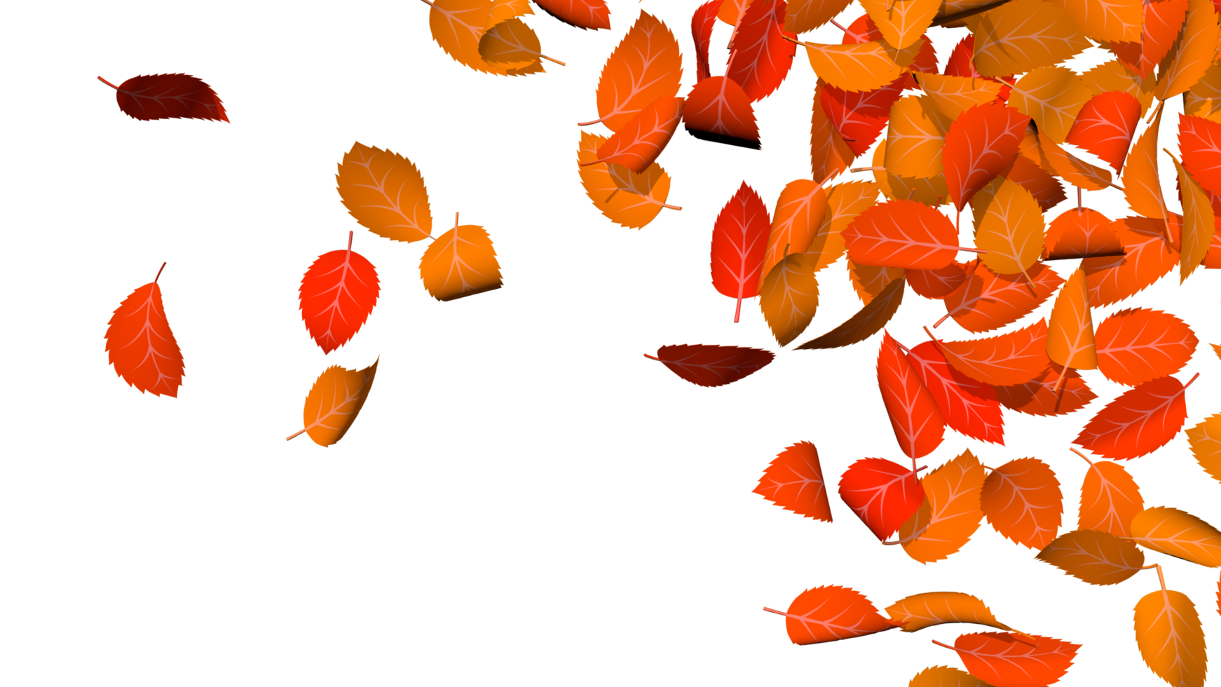 feuilles d'automne dispersées thème orange et jaune coloré, action de grâces, rendu 3d png