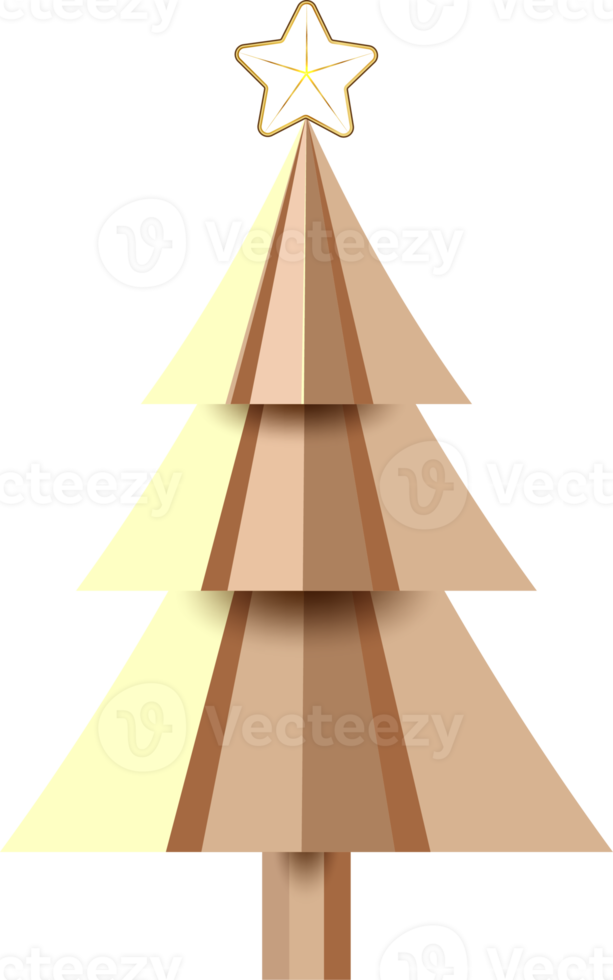 illustration 3d de sapin de noël doré png