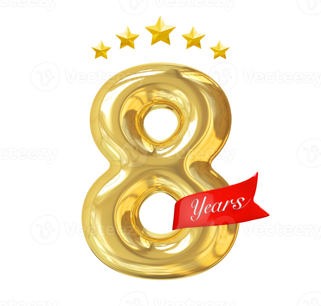 aniversário de 8 anos dourado 11288273 PNG