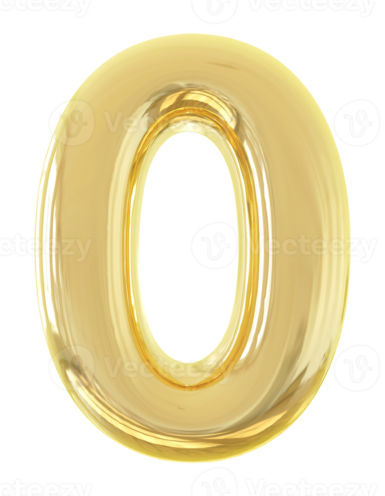 3d aantal 0 gouden png