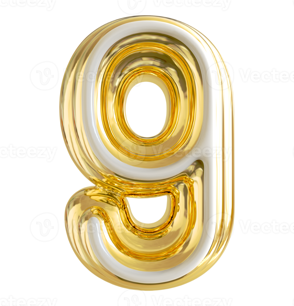 number 9 3d gold png