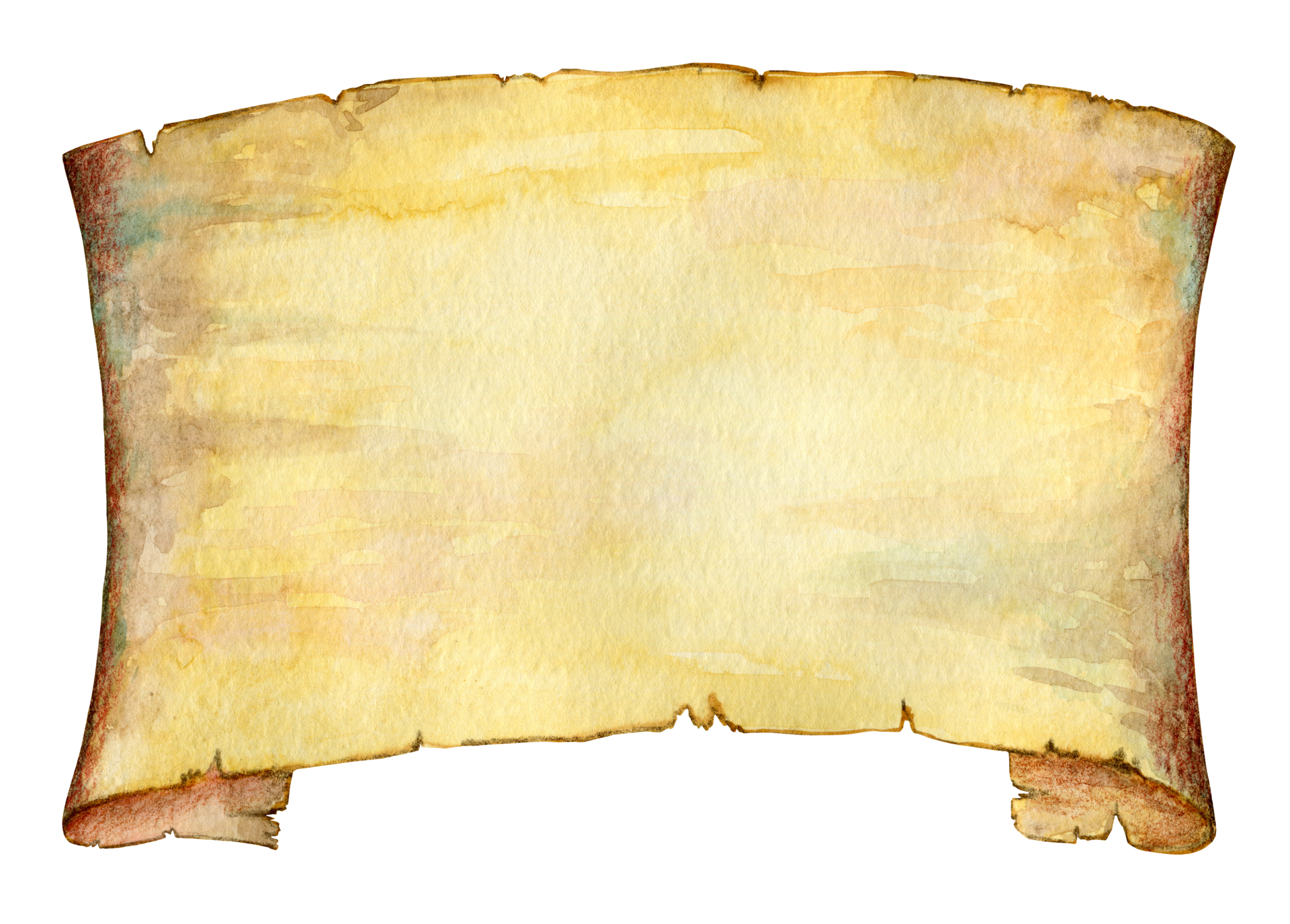 Free A roll of parchment, an old sheet of paper twisted around the edges,  old paper, background or texture. Document for letter illustrations, copy  space, Watercolor 11288349 PNG with Transparent Background