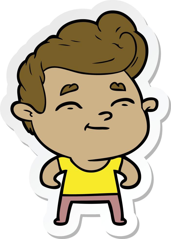 sticker of a happy cartoon man vector