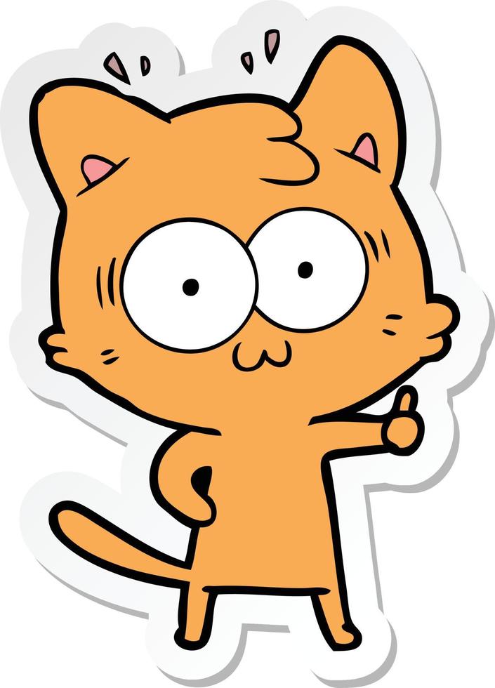 sticker of a cartoon surprised cat vector