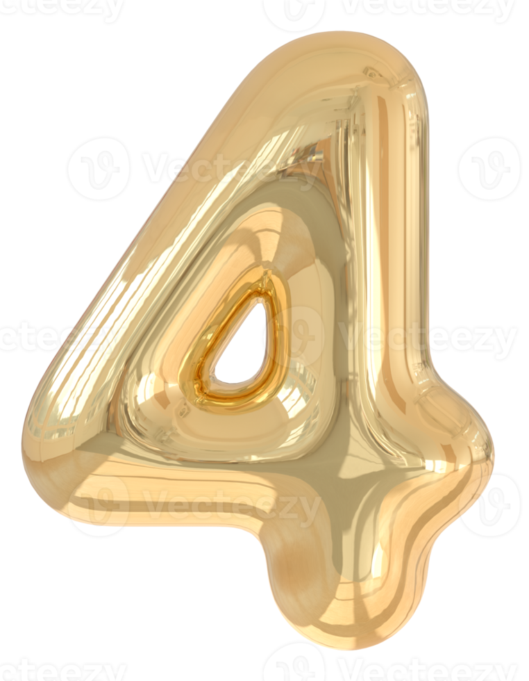3d number 4 golden png