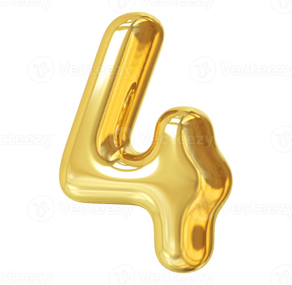 Nummer 4 3d golden png