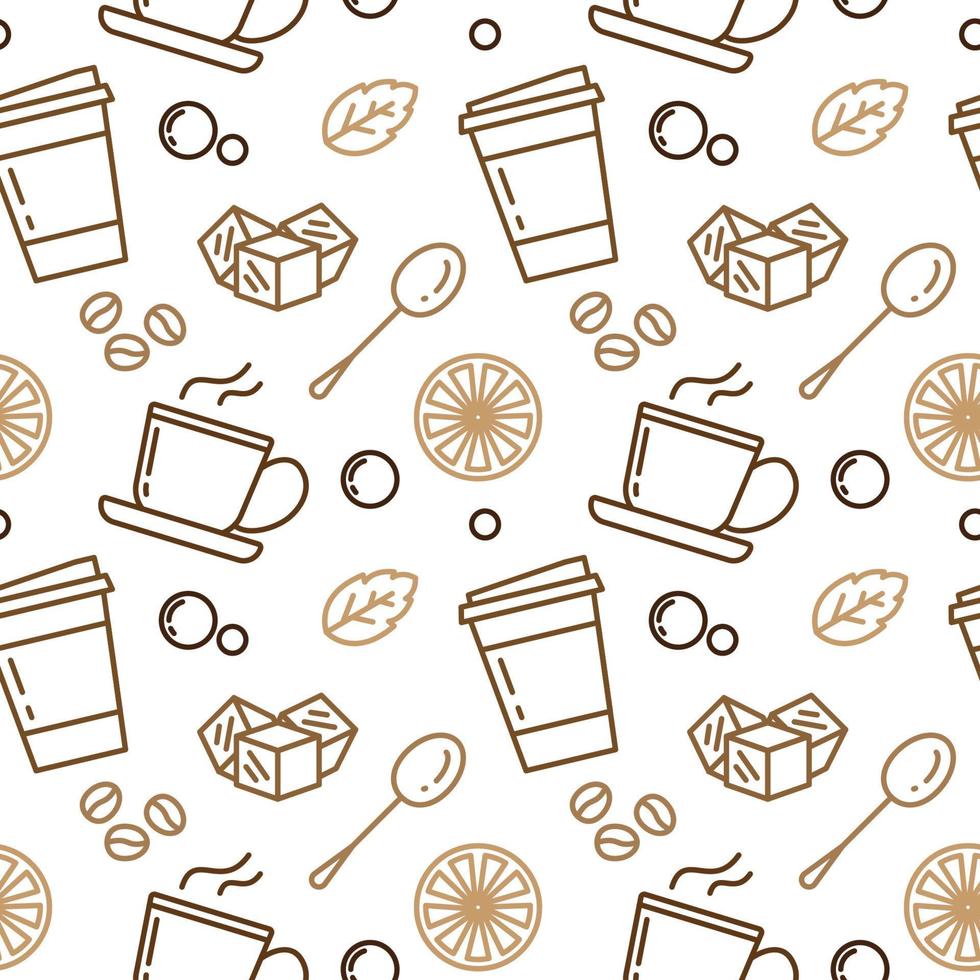 Coffee Cafe Beverage Seamless Pattern White Background vector
