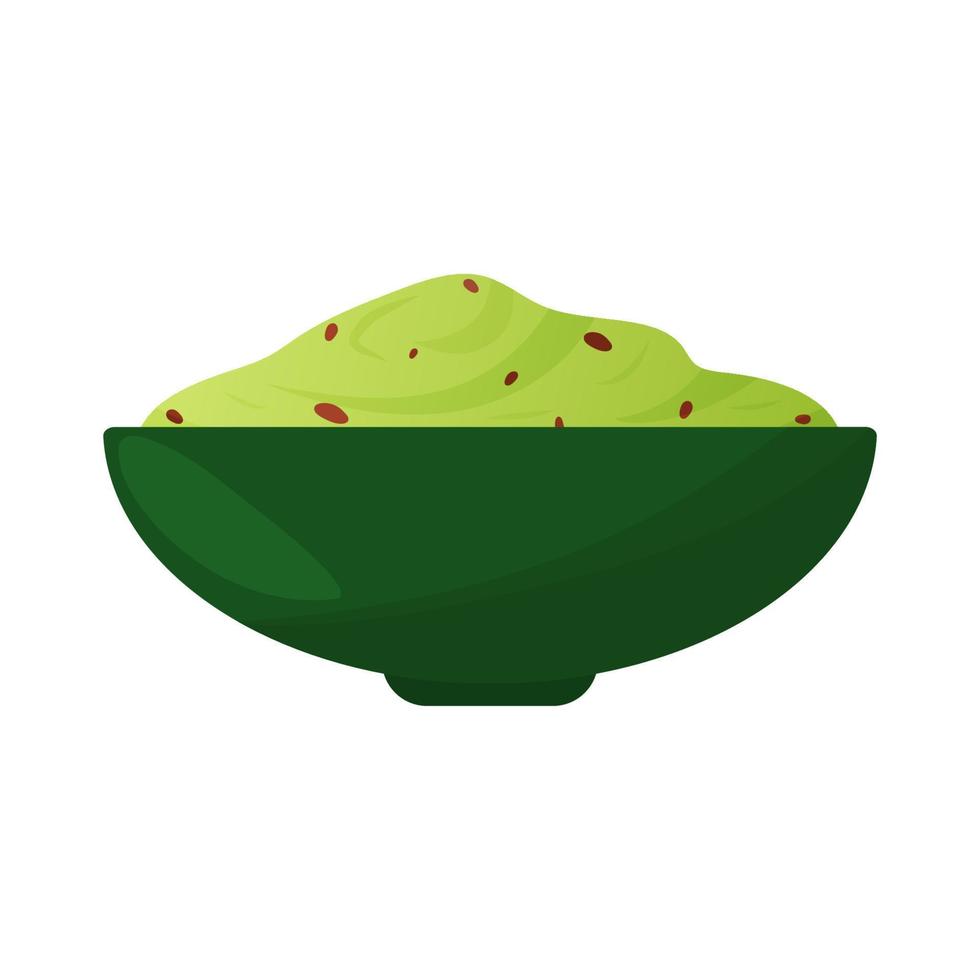 Cartoon guacamole isolated on white background. Mexican food vector illustration