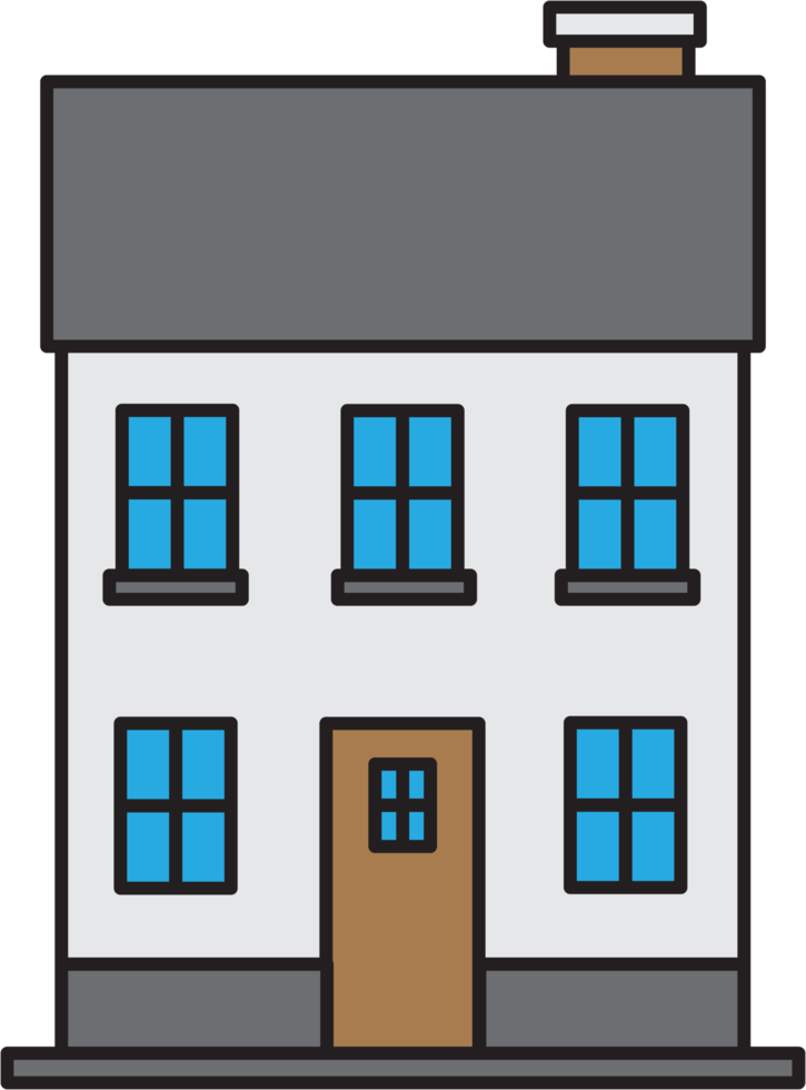 outline drawing house front elevation view. 11288485 PNG
