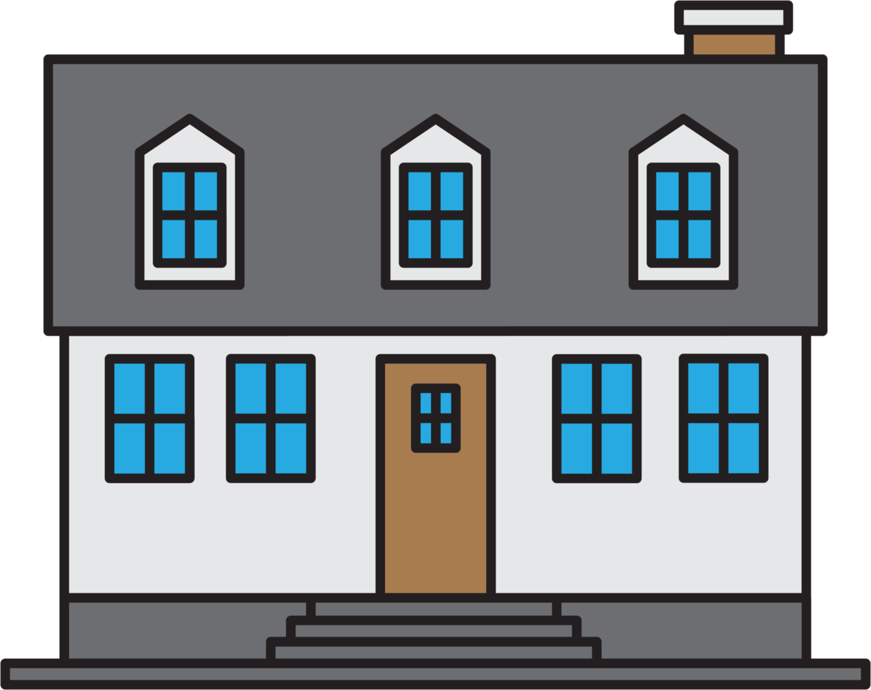 outline drawing house front elevation view. png