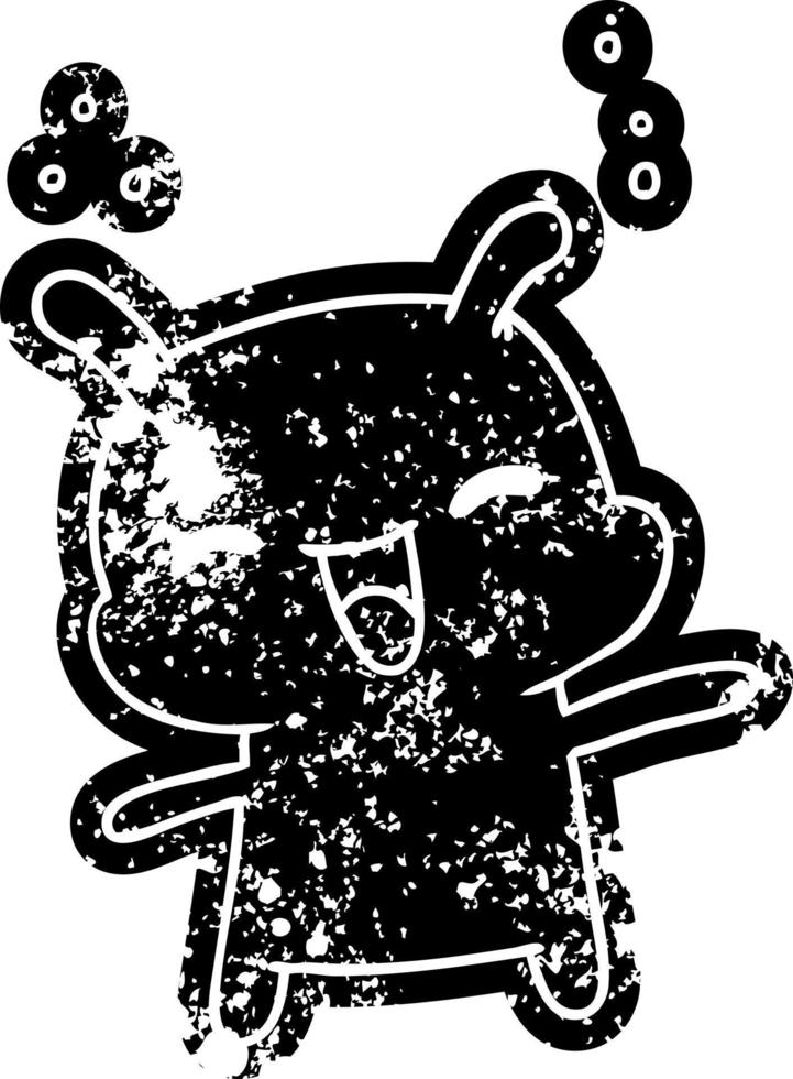 grunge icon kawaii cute happy alien vector