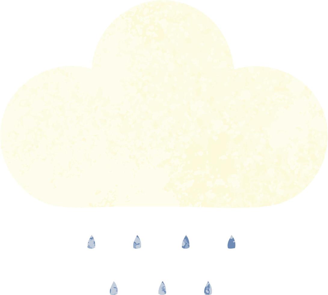 retro illustration style cartoon rain cloud vector