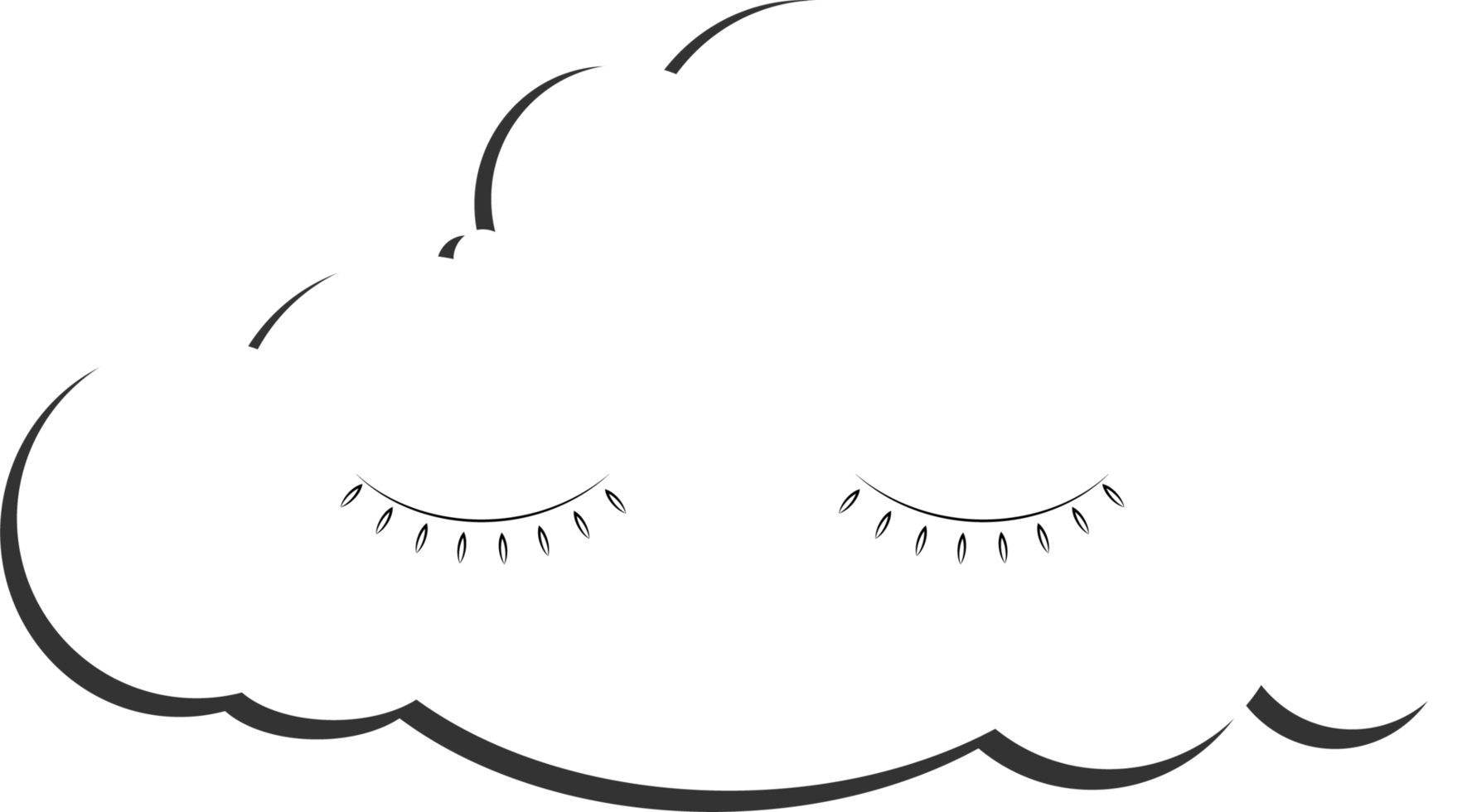 Digital drawing of a white cloud with closed eyes  for children png