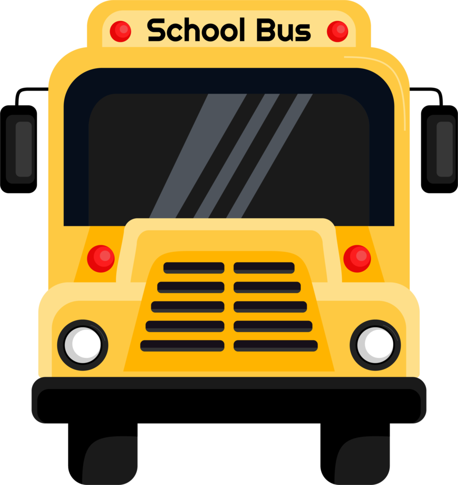 A digital drawing of a school bus in yellow and orange and red and white lamps holding a sign above that says Black School Bus png