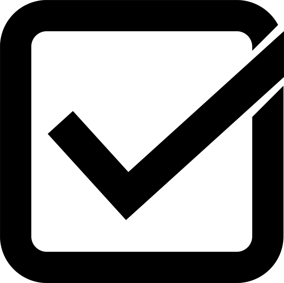 Check mark or done mark inside a box used as a sign of completing tasks or completing work in the daily planner or to-do list png