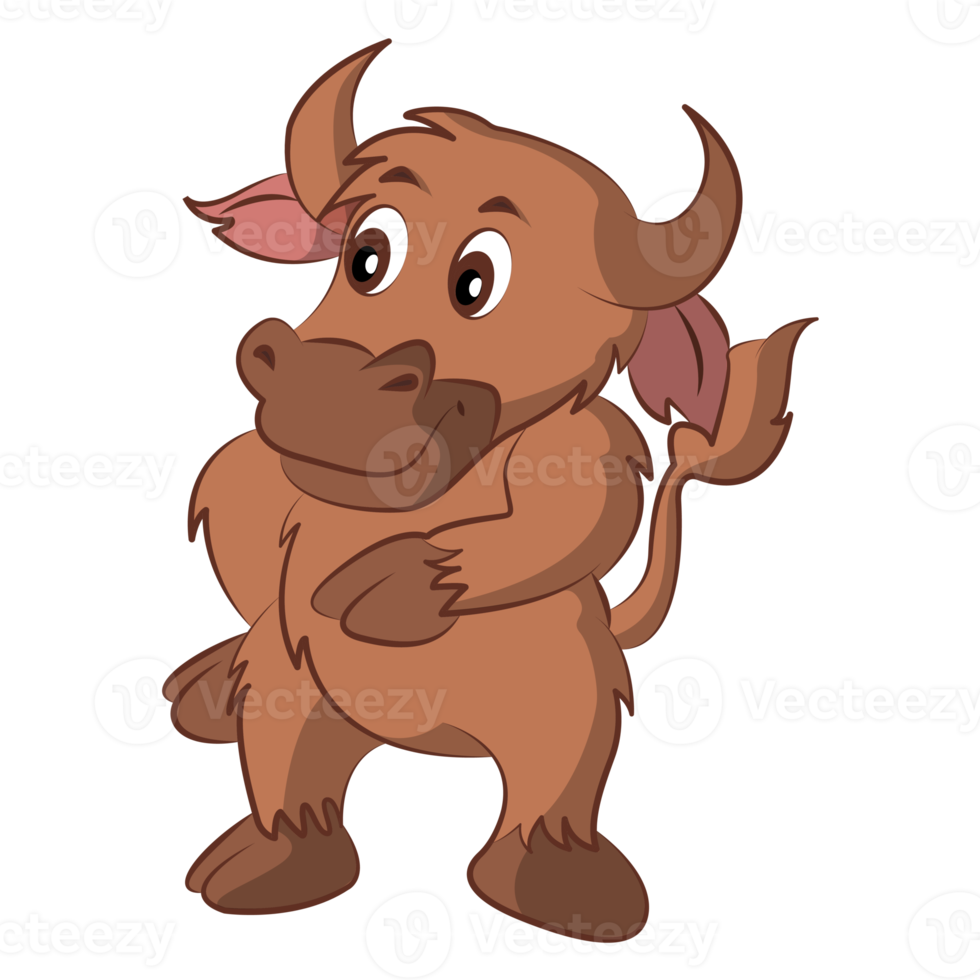 Buffalo coloring cartoon design on transparent background png