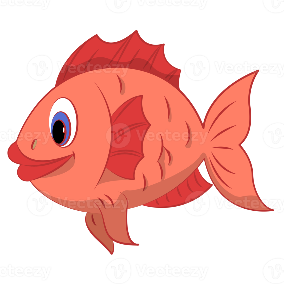 Fish coloring cartoon design on transparent background png