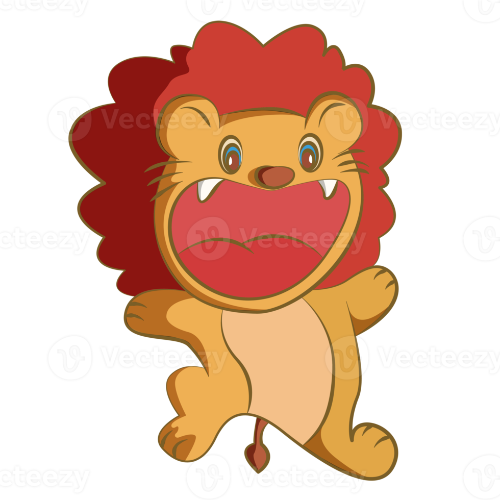 Lion coloring cartoon design on transparent background png