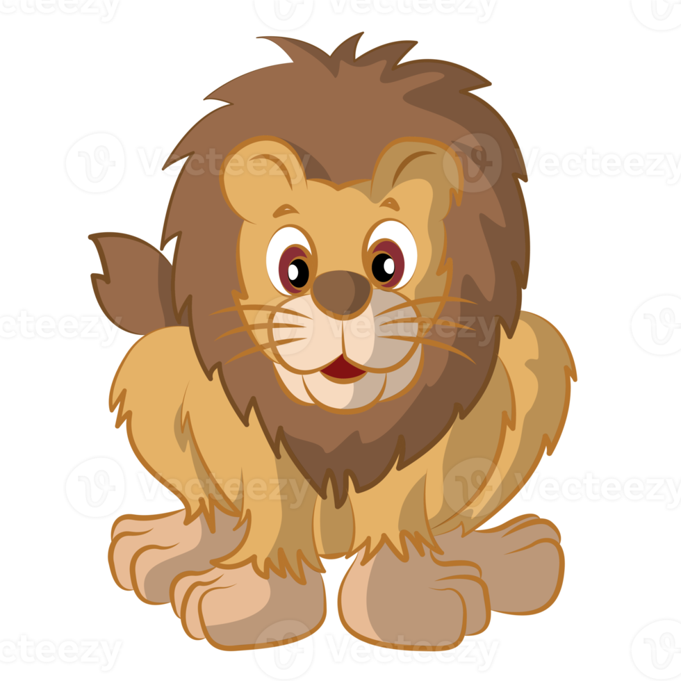 Lion coloring cartoon design on transparent background png