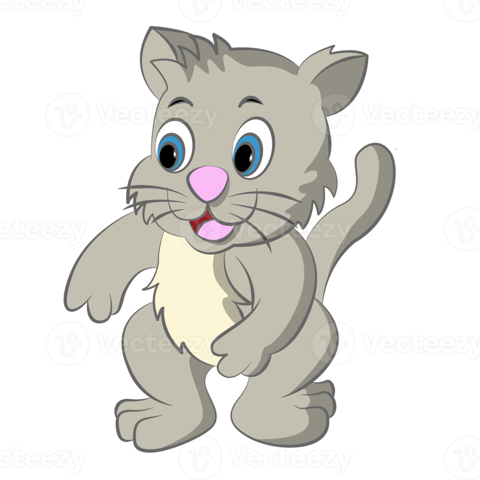 Cat coloring cartoon design on transparent background png