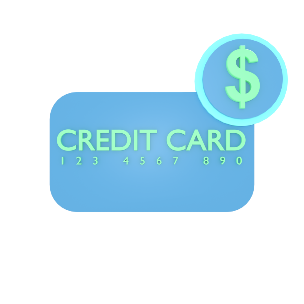 3D Render Secure card payment Front View png