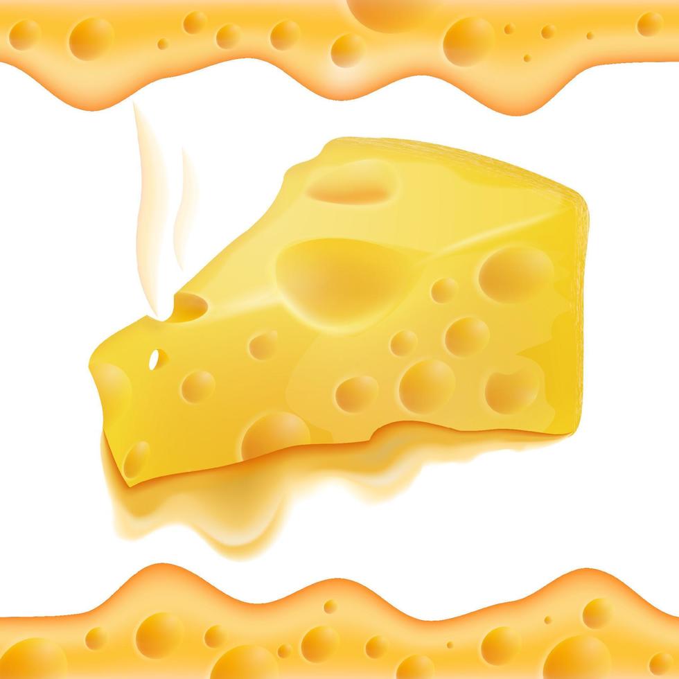 Vector realistic cheese with melted edges. This creativity will bring success in your business project. Vector illustration.