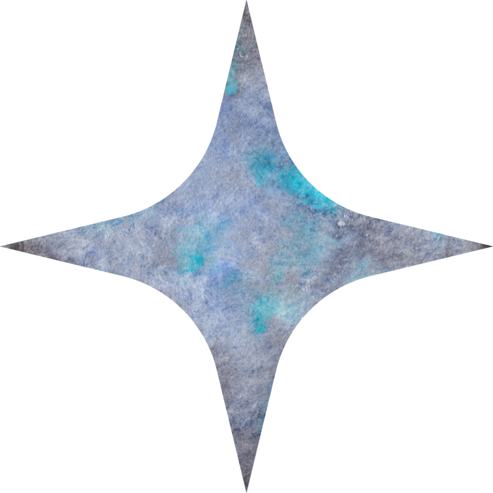 Blue watercolor star. Celestial element, space, sky png