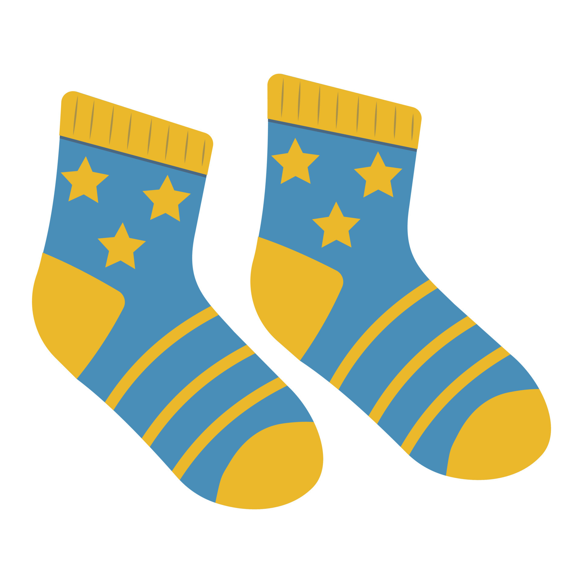 Children's colored socks, vector isolated cartoon-style