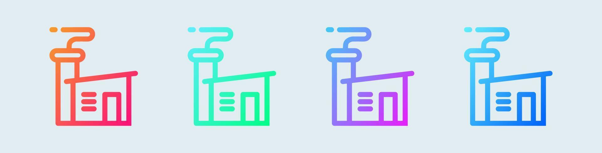 Factory line icon in gradient colors. Industrial signs vector illustration.