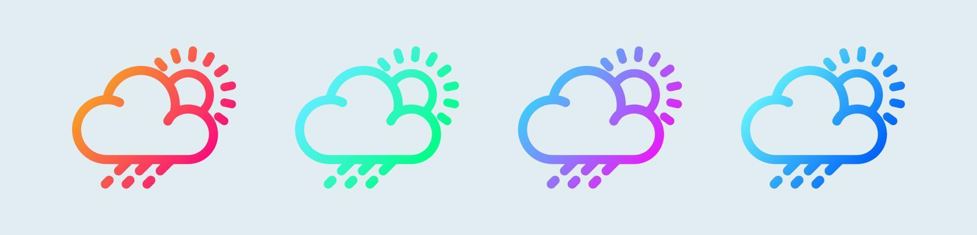 Weather line icon in gradient colors. Rainy cloud signs vector illustration.