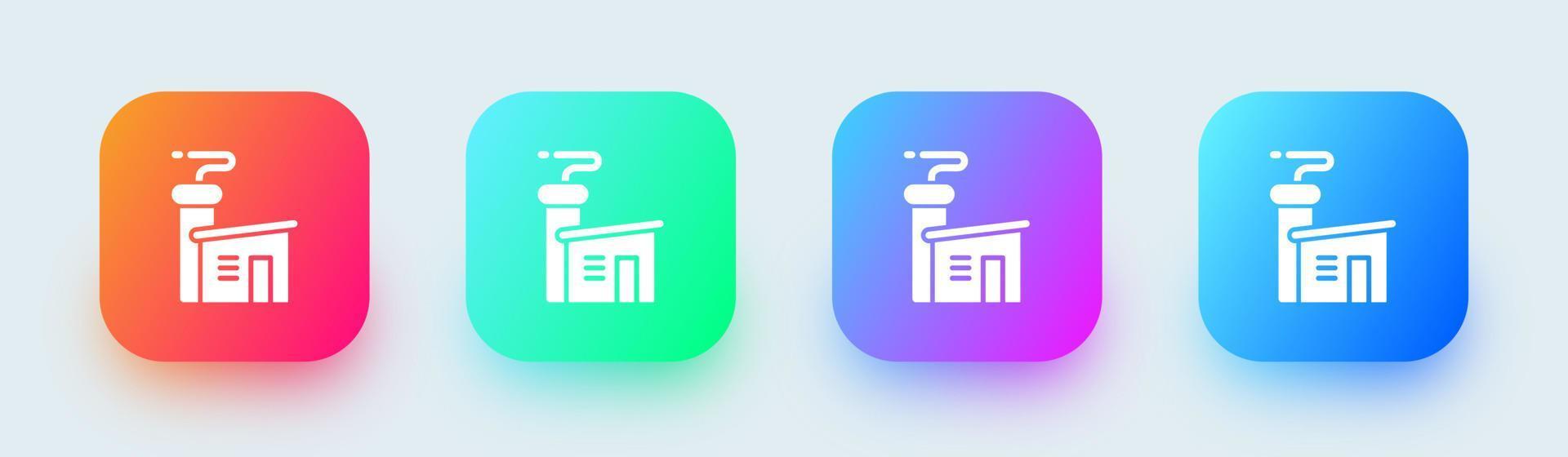 Factory solid icon in square gradient colors. Industrial signs vector illustration.