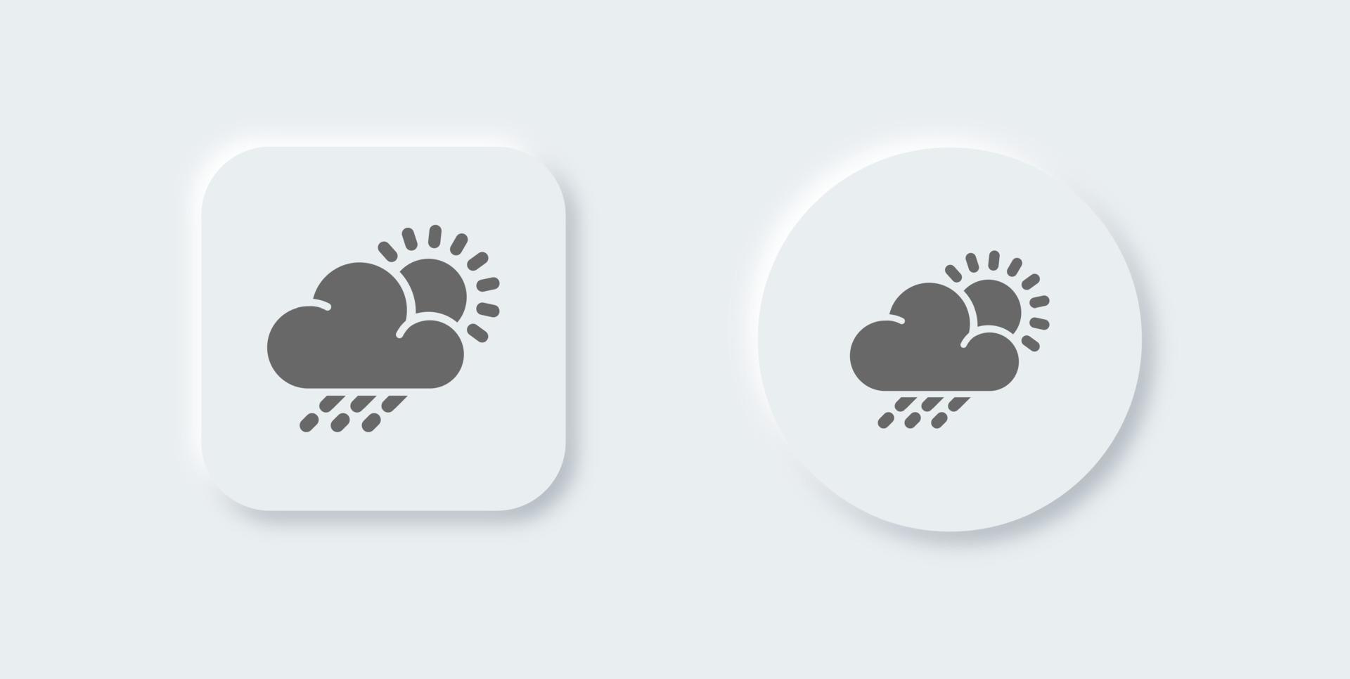 icono sólido del tiempo en estilo de diseño neomórfico. nubes lluviosas signos ilustración vectorial. vector