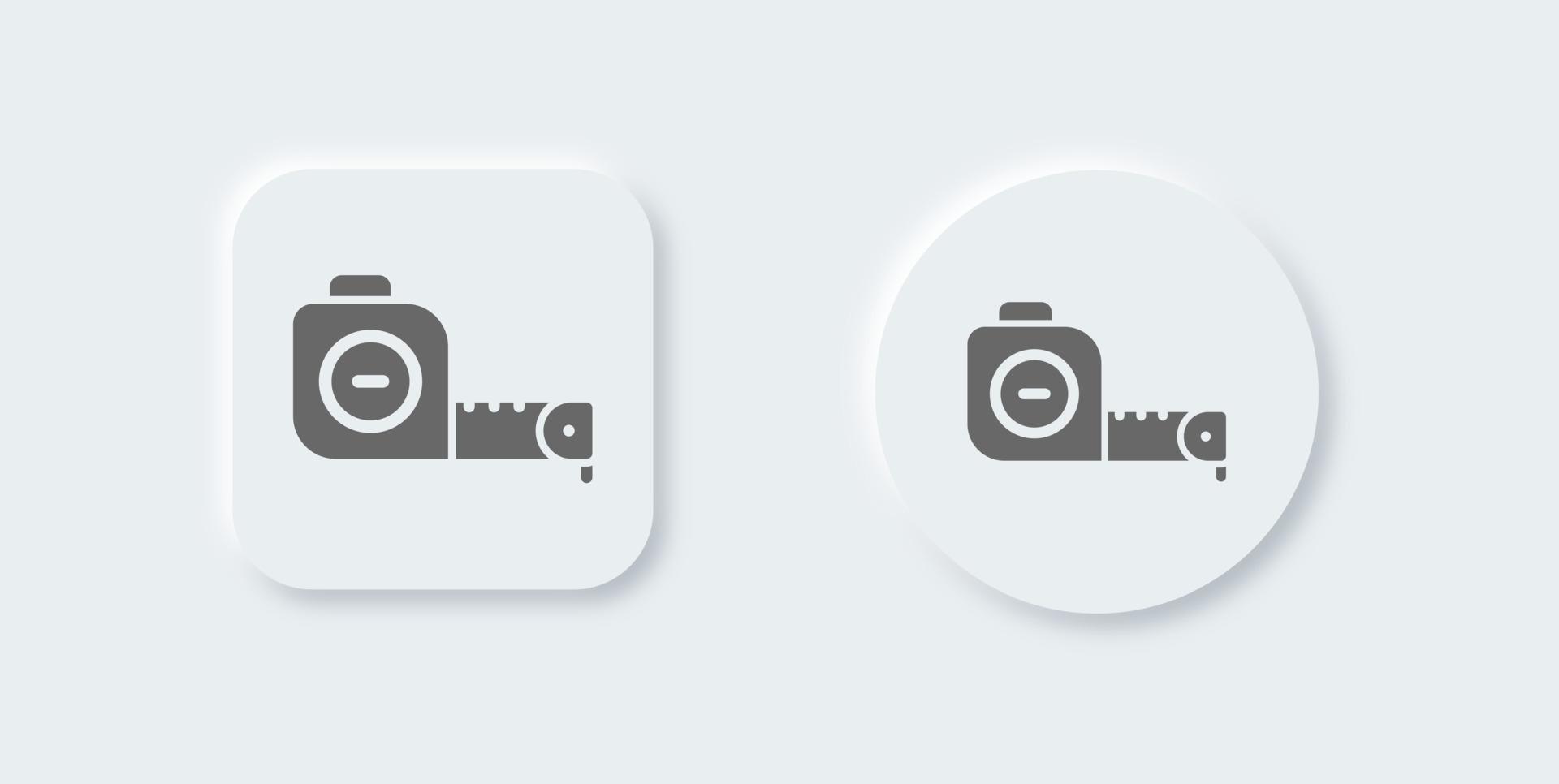 Tape measure solid icon in neomorphic design style. Length scale signs vector illustration.