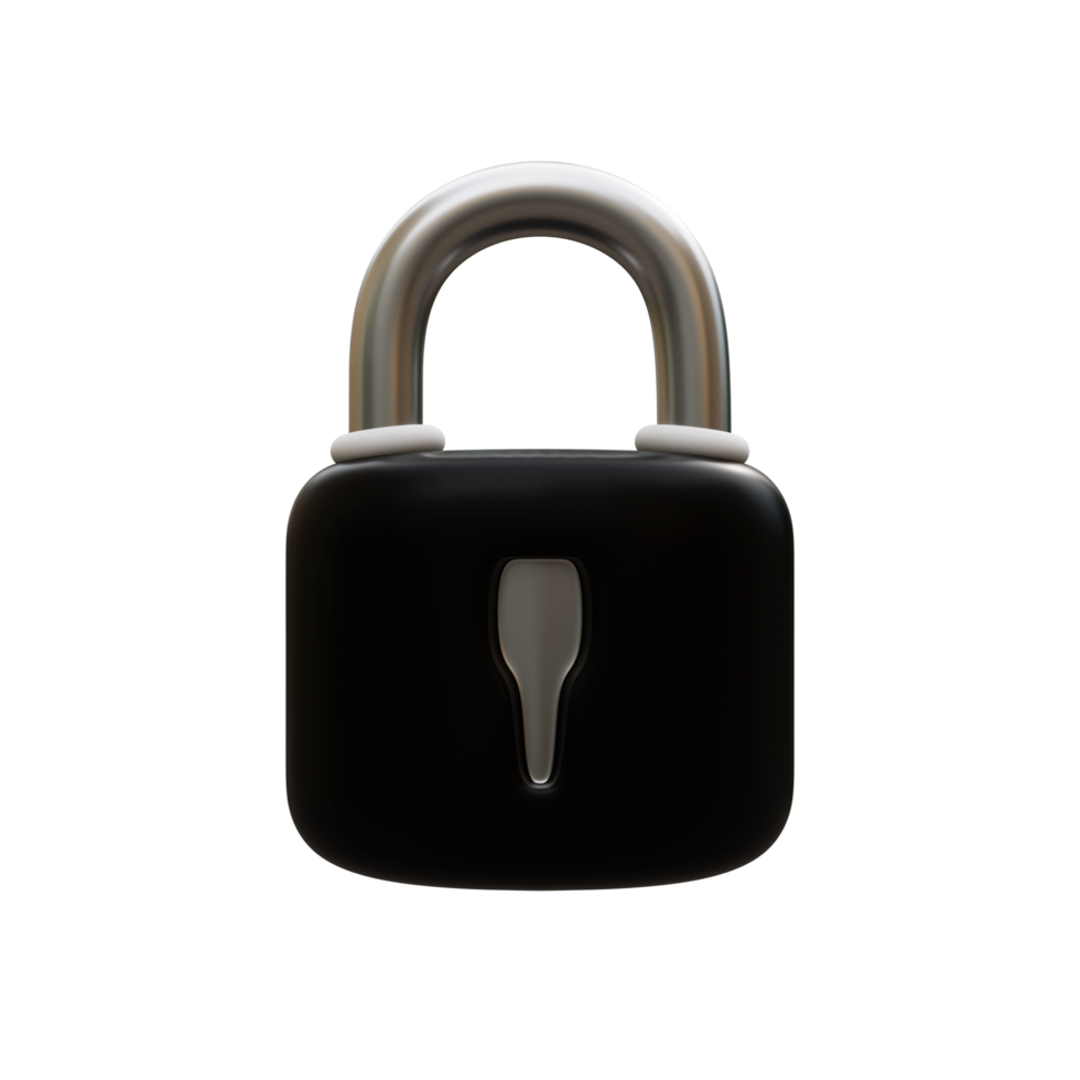 3D School Elements Object Locked Padlock png