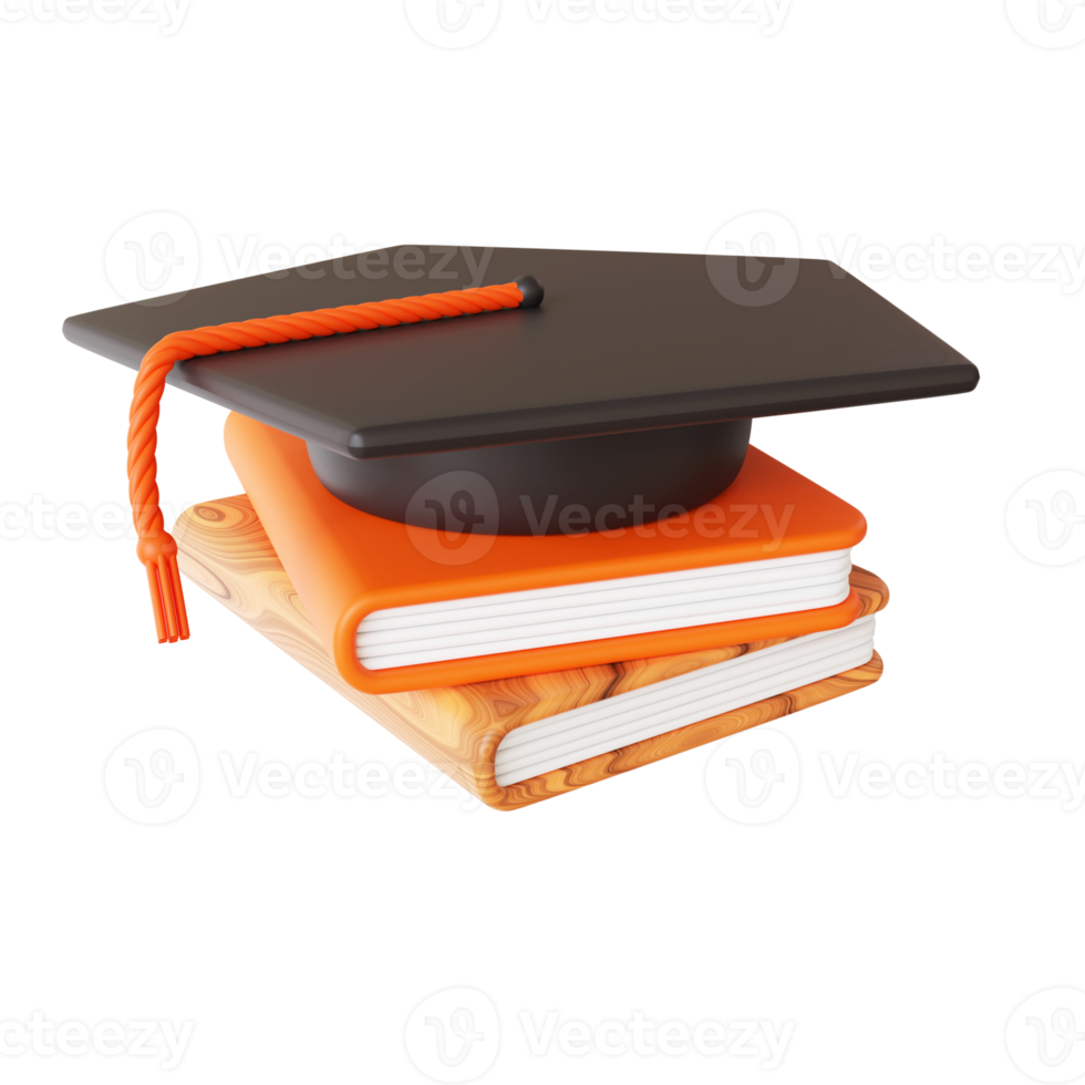 3D School Elements Composition Book and toga hat png