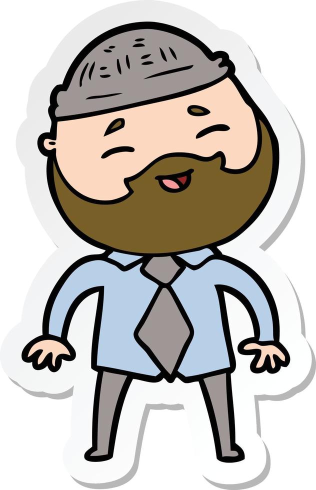 sticker of a cartoon happy bearded man vector