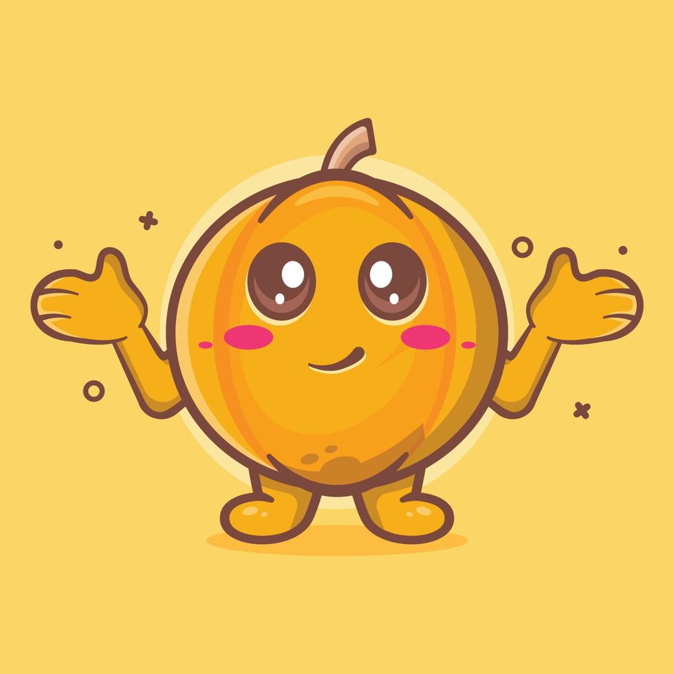 funny pumpkin fruit character mascot with confuse expression isolated cartoon in flat style design vector