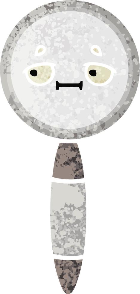 retro illustration style cartoon magnifying glass vector