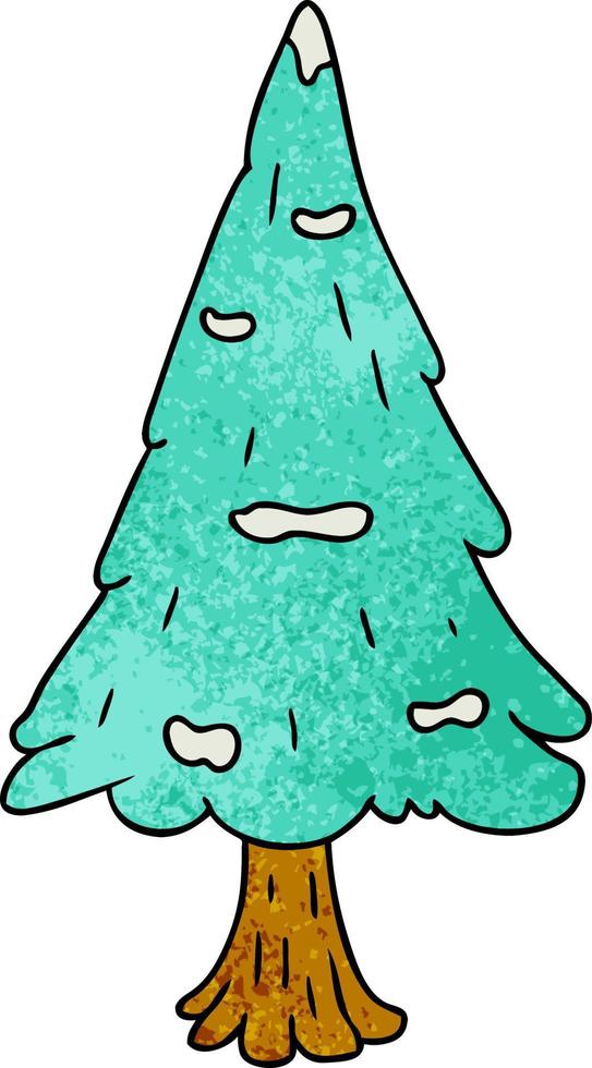 textured cartoon doodle single snow covered tree vector