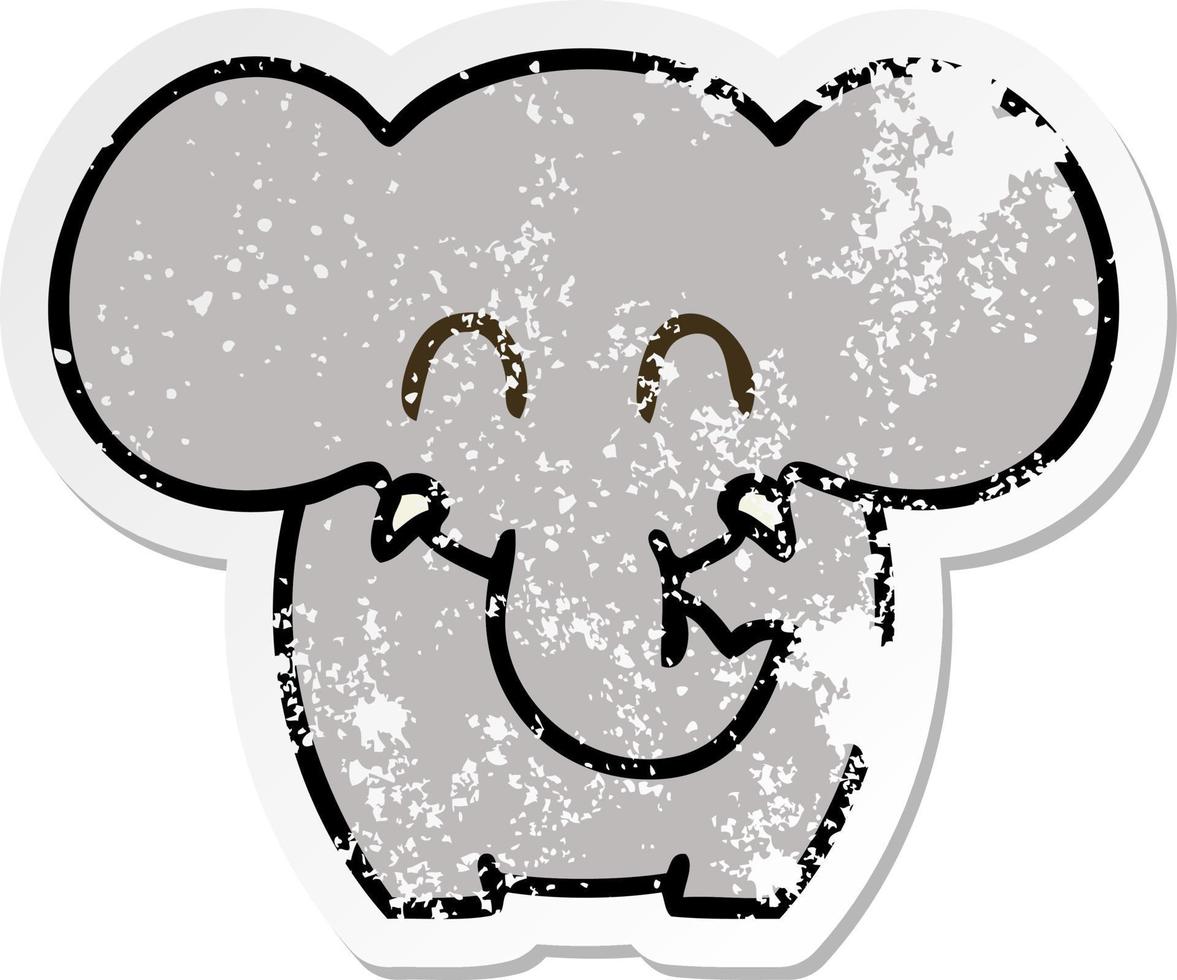 distressed sticker of a quirky hand drawn cartoon elephant vector