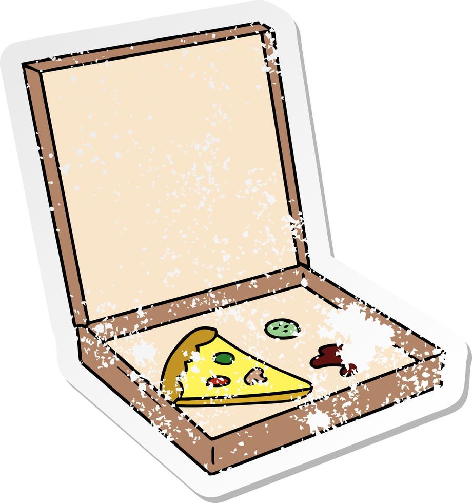 distressed sticker cartoon doodle of a slice of pizza vector