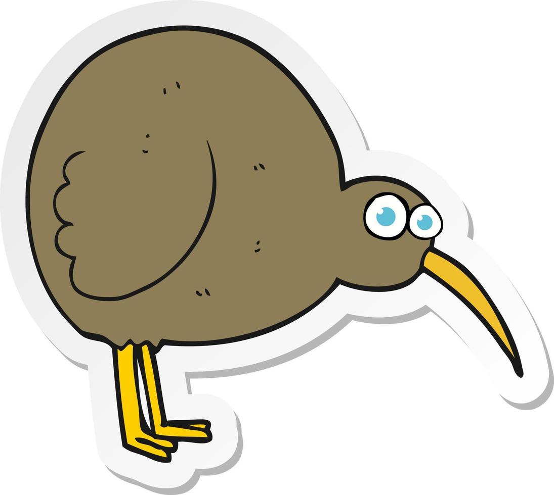 pegatina de un pájaro kiwi de dibujos animados vector